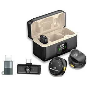 Resim Go Des Gd-ws305 2in1 Type-c Şarj Portlu Kablosuz Yaka Mikrofonu Siyah 