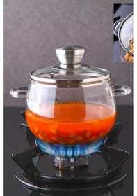 Resim Borosilikat Cam Tencere 800ml Isıya Dayanıklı 3623 Şeffaf 