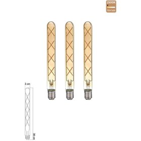 Resim Rustik Led Çubuk Ampul E27 8w 2500k Gün Işığı 3'lü Erd-38 