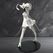 Resim Anime ilhamlı çizgi karakter PVC heykeli - Kılıçla beyaz saçlı kız, anime severler için ideal hediye, dekoratif sanat eseri, koleksiyon figürü, anime oda dekorasyonu | Zarif anime figürü | Detaylı kostüm, anime oda dekorasyonu 