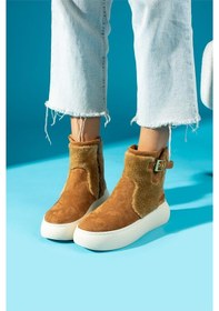 Resim Toffy Kürklü Taba Süet Kadın Bot Taba 