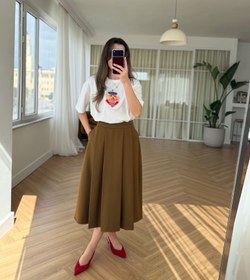 Resim Yağ Yeşili Kloş Etek 