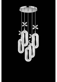 Resim Bohem Aydınlatma Krom 5'li Sarkıt Elips 3 Renk Led Modern Avize Krom 
