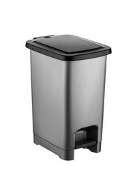 Resim Omnipazar Sy4280 Slim Pedallı Gri Plastik Çöp Kovası Siyah 10 L Siyah 