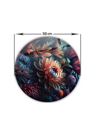Resim Cam Kesme Tablası - Cam Kesme Tahtası Dark Flowers Çap 32CM 