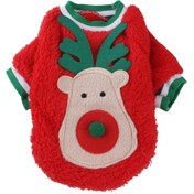 Resim Lemestar Köpek Kostümü Kırmızı M Beden, Mercan Yünü Malzeme, Noel Stili, Rahat Ve Şık Kırmızı 