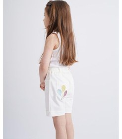 Resim Oliventhekid Taşlı Detaylı Kız Çocuk Şort Beyaz Beyaz 