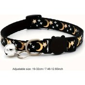 Resim Siyah Karanlıkta Parlayan Ay Yıldız Desenli Ayrılıkçı Kedi Tasması, Emniyet Tokalı Ayarlanabilir Kedi Kolye 