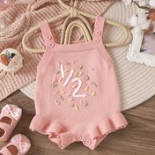 Resim Kız Bebek Sonbahar ve Kış Günlük Yarı Harf Jakar Yarı Yılık Sling Üçgen Jumpsuit 