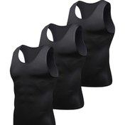Resim 3 Parça Erkek Slim Fit Yelek, Sıkı Kesim Rahat Outdoor Koşu Basketbol Futbol Alt Yeleği, Hızlı Kuruyan Nefes Alabilen Terletmeyen Yazlık Bahar/Yaz Hediyesi 
