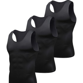 Resim 3 Parça Erkek Slim Fit Yelek, Sıkı Kesim Rahat Outdoor Koşu Basketbol Futbol Alt Yeleği, Hızlı Kuruyan Nefes Alabilen Terletmeyen Yazlık Bahar/Yaz Hediyesi 