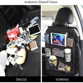 Resim RevuBaby Araba Koltuk Arkası Eşya Düzenleyici Organizer Koltuk Arkası Koruyucu Tablet Cepli 