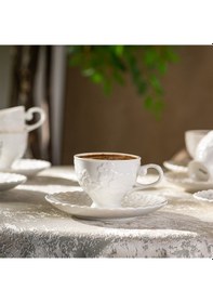 Resim Emsan Laren 90 Ml 6'lı Kahve Fincan Takımı Beyaz 