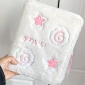 Resim Şık A6 Peluş Bağlama Kartı Kitabı - Yıldız ve Çiçek Süslemeli, Yumuşak Polyester Kumaş, Foto Kartları ve Daha Fazlası İçin Dikdörtgen Düzenleyici, Pembe Detaylar, Foto Kart Tutucu | Şirin Kitap | Yumuşak Polyester Kapak, Balık Tahtası Stil 
