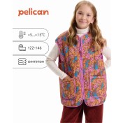 Resim Pelican Kız Çocuklar İçin Mevsim Geçişlerine Uygun Yalıtımlı Yelek 146115969 Çikolata 