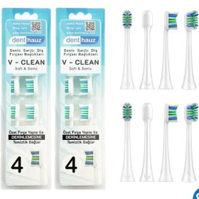 Resim Denthauz Super Set - V Clean Sonic Soft Temizlik - Philips Sonicare Uyumlu 8 Adet Yedek Başlık 