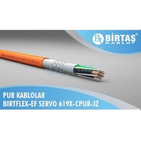 Resim Birtaş Ef659x-cpur-3x0.25 ,kesit 0.25mm² 3-damar/çok Telli Blendajlı Ağırşart Hareketli Pur Kablo 