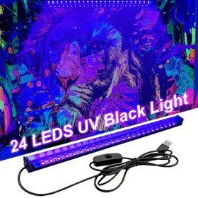 Resim 1 Adet/2 Adet Üç Yüz Parlayan UV LED Siyah Işık Lambası Parti Sahnesi için Alüminyum Alaşımlı Şerit Işıklar, Anahtarlı - Halloween/Noel/Aşk Günü Kulübü Diskosu İçin Uygun, Düşük Voltaj 5V 