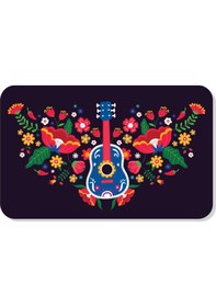 Resim Dijital Baskılı Desenli Dekoratif Dış Kapı Önü Ve Iç Mekan Paspası Yıkanabilir Kaymaz Taban Siyah 