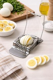 Resim Yumurta Dilimleyici - Paslanmaz Çelik Telli Yumurta Kesici, Kahvaltı ve Salata İçin Pratik ve Eşit Dilimleme Aparatı (2, Çelik) 