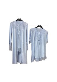 Resim Nehirsel 3022 Mavi Hamile Lohusa 3 Lü Pijama Sabahlık Tk 001 
