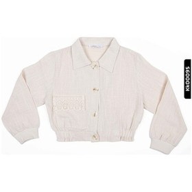Resim Nk Kids Xo Kids Sivri Yakalı Düğmeli Lastik Belli Büzgü Kollu Kız Çocuk Ceket 4-8 Yaş 36514 