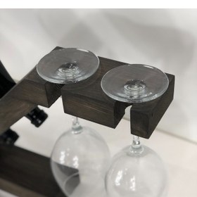 Resim Doğal Ahşap Masa Üstü Şaraplık Standı Masif Dekoratif Şaraplık 