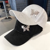 Resim Kadınlar için şık taşlı kelebek beyzbol şapkası - Hafif, nefes alabilen polyester, dantel desenli, ilkbahar ve yaz için ayarlanabilir fit, Sevgililer Günü için mükemmel 