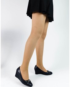 Resim Siyah Renk Tokalı Dolgu Topuklu Kadın Ayakkabı Siyah 