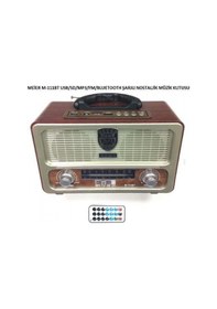 Resim Meier 111BT Şarjlı Bluetootlu-Kumandalı USB/SD Nostaljik Radyo 