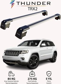 Resim Jeep Grand Cherokee 2011-sonrası Trx2 Thunder Carrier Kilitli Ara Atkı Taşıyıcı Tavan Barı Gri 