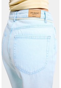 Resim Itsbasic Kadın Bebe Mavi 3s6-103 Loose Fit Özel Yıkama Tasarım Denim Jean 