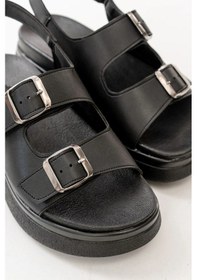 Resim İdimilla 24422-1185 Siyah Dolgu Topuk Kadın Sandalet Çok Renkli 