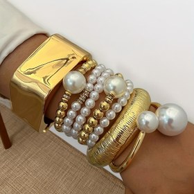 Resim 5 İlk Set Şık Zarif Retro Abartılı Muhteşem Karakter Taklit CCB Büyük Yuvarlak Boncuklu Yığma Bilezik, Altın ve Gümüş Kişilikli Kreatif Mikro-Kakmalı Parıltılar Tatili Düğün Parti Randevu Günlük Uyum Yüksek Maliyet Performanslı Mücevher Hızlı Teslimat Gençler için, Kadınlar İçin Bilezikler, Kadınlar İçin Bilezikler, Kadınlar İçin Bileklik, Bilezik, Kalın Boncuklu Bilezikler, Kadınlar İçin Şık Bileklik, Kadınlar için İpli Bileklikler, Eşleşen Bilezikler, 