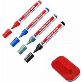 Resim Yazı Tahtası Kalemi Edding 260 - 4 Renk + Silgi 