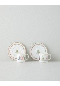 Resim English Home Wishful Bone Porselen 4 Parça 2 Kişilik Kahve Fincan Takımı 90 Ml Kırmızı - Yeşil Kırmızı - Yeşil 