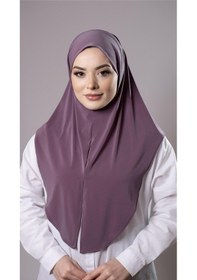 Resim Hürrem Bone Violet Pratik Hazır Geçmeli Tesettür Eşarp Sandy Kumaş Yırtmaçlı Düz Hijab 2310 21 