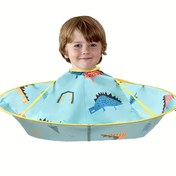 Resim Dinozor Çocuklar Saç Kesim Pelerini - Katlanabilir Naylon Saç Tutucu, Mavi/Sarı, Eğlenceli & Dağınıklıksız Saç Kesme Deneyimi 