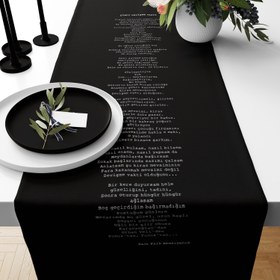 Resim Şimdi Sevişme Vakti Siyah - Şiir Runner Örtü - 50 cm x 175 cm 
