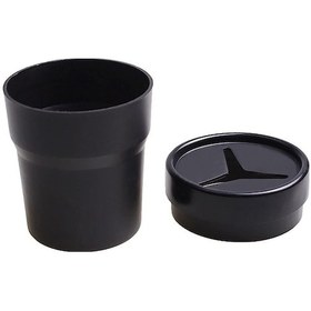 Resim Araç İçin Multifonksiyonel Mini Çöp Kutusu - Cam Holder Tasarımı, Kapaklı, Masüstü Saklama, Sigara Tutanı, Dayanıklı Malzeme 