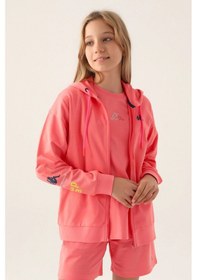 Resim Kappa Kız Çocuk Fullzıp Sweatshırt - Neon Pembe Neon Pembe 