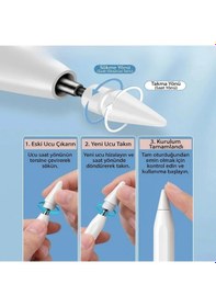 Resim 6 Adet Farklı Uçlı Universal Dokunmatik Kalem Ucu Tablet Ve Telefon Uyumlu Stylus Pen Yedek Başlık 