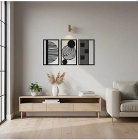 Resim Çağdaş Soyut Metal Duvar Tablosu 3 Lü Set 