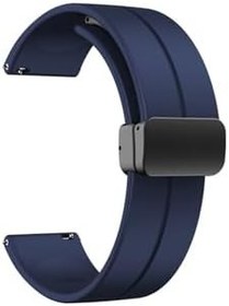 Resim Gpack Samsung Galaxy Watch 4 44mm ile Uyumlu Silikon Kordon, Mıknatıslı Ayarlanabilir, Lacivert 