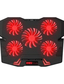 Resim Rampage Mistral S45 Kırmızı LED 5fan Yükseklik Ayarlı LCD Notebook Soğutucu Laptop Soğutucu 12/17 