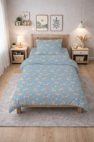 Resim Evmila Minik Geyikler Desenli Nevresim Takımı - 160x220cm Nevresim +50x70cm Yastık Kılıfı+100x200cm Çarşaf 