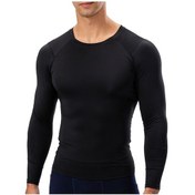 Resim Erkek Spor Uzun Kollu Tişört - Sık Fit Ve Esnek, Antrenman Giysisi, Siyah, Avrupa Beden L 11515 