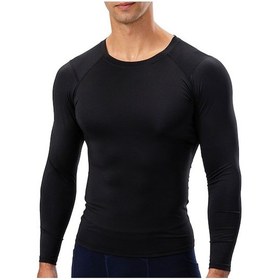 Resim Erkek Spor Uzun Kollu Tişört - Sık Fit Ve Esnek, Antrenman Giysisi, Siyah, Avrupa Beden L 11515 