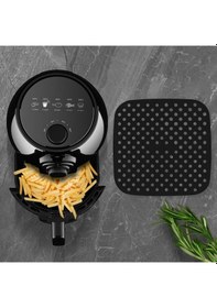 Resim Siyah Isıya Dayanıklı Yıkanılabilir Silikon Fırın Ve Airfryer Kare Model Pişirme Matı 21,5 Cm 4741 