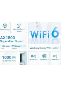 Resim Daisy Home RE600X, AX1800 Mbps Onemesh Wi-Fi 6 Menzil Genişletici, 1 Gigabit Bağlantı Noktası, Dahili Access Point Modu ile Geniş Bant/wi-Fi Güçlendirici/hotspot 